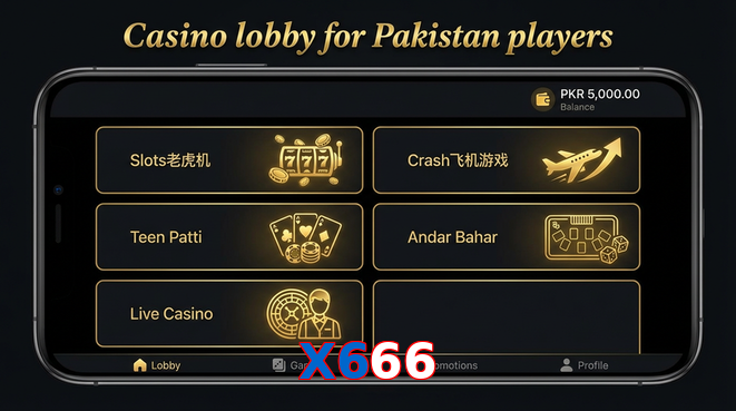 Lobby view of X666 for Pakistan users